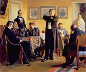 El actor Pavel Stepanovich Mochalov (1800-48) entre sus admiradores, 1888